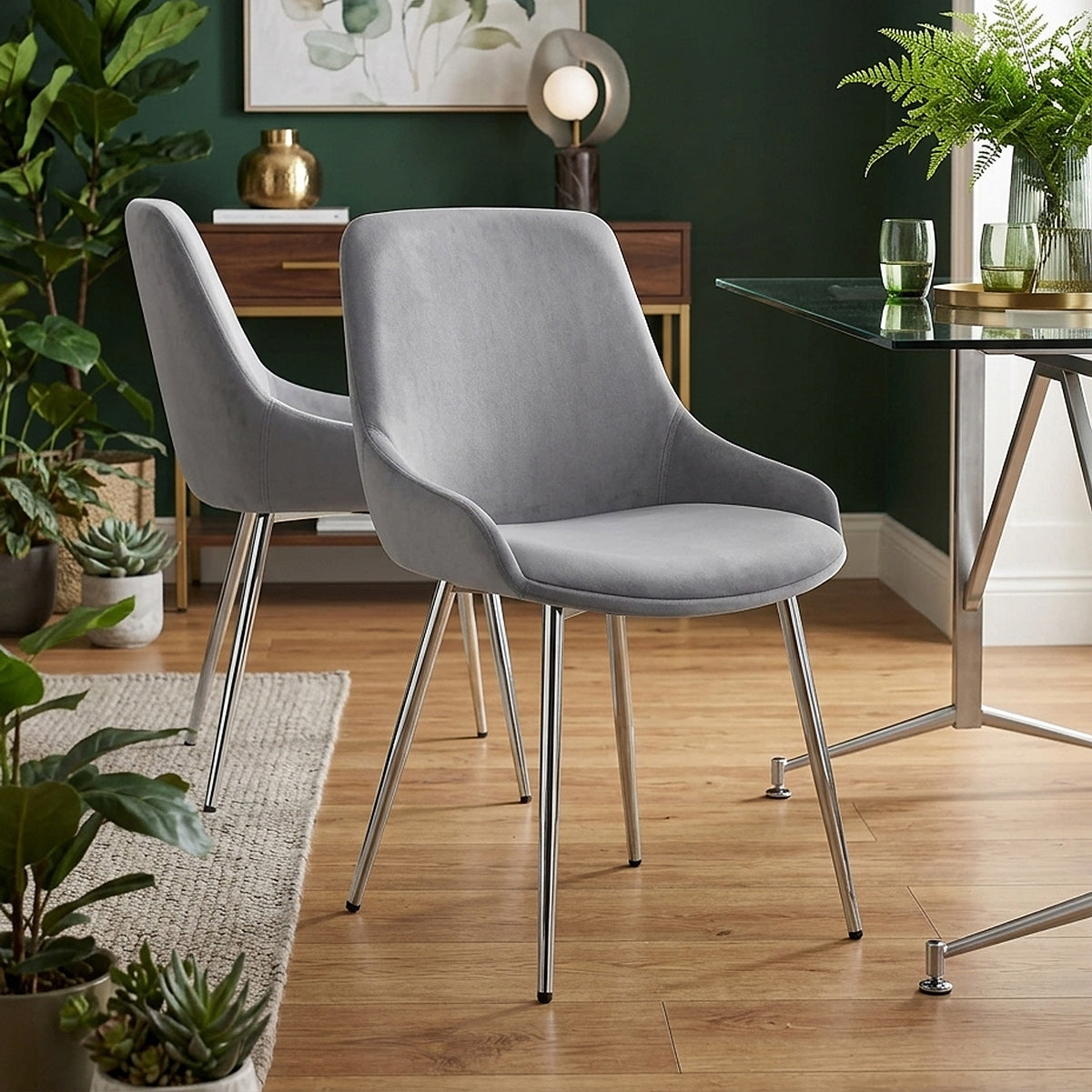 Aston Dining Chair Grey Velvet
