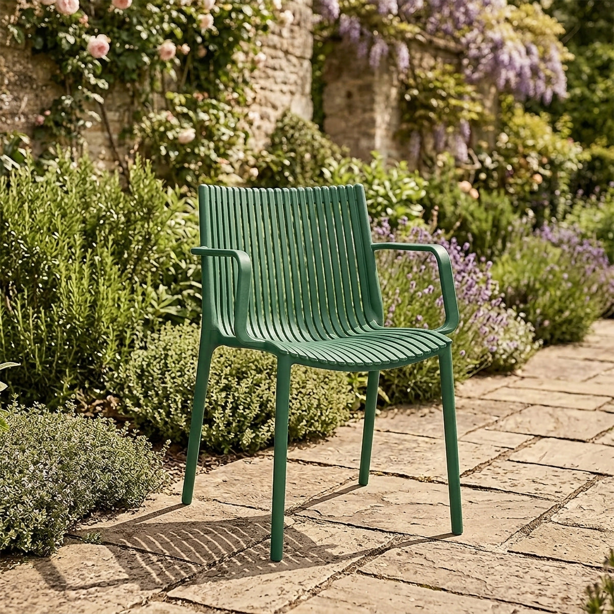 Aura Outdoor Stackable Armchair Green