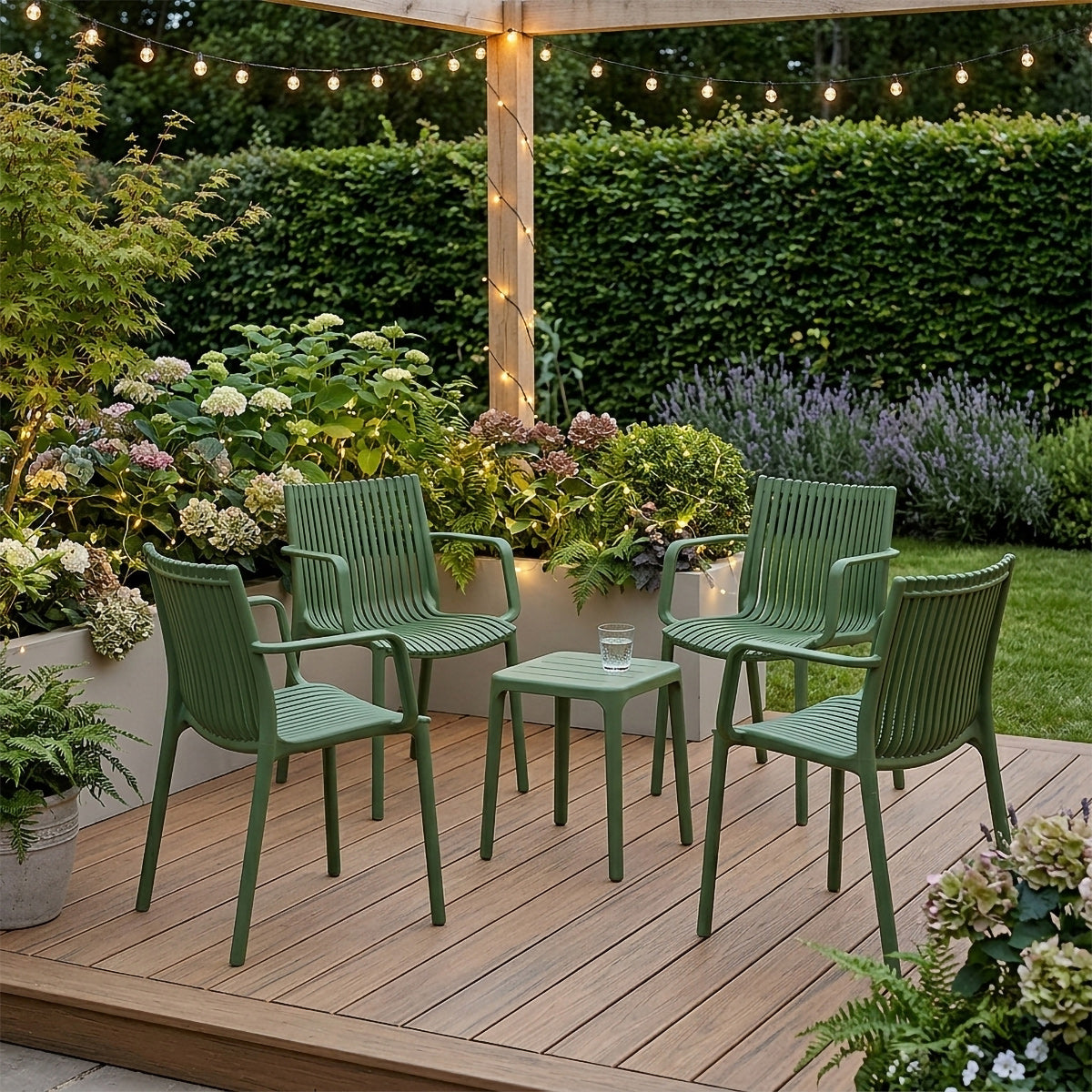Aura Outdoor Stackable Armchair Green