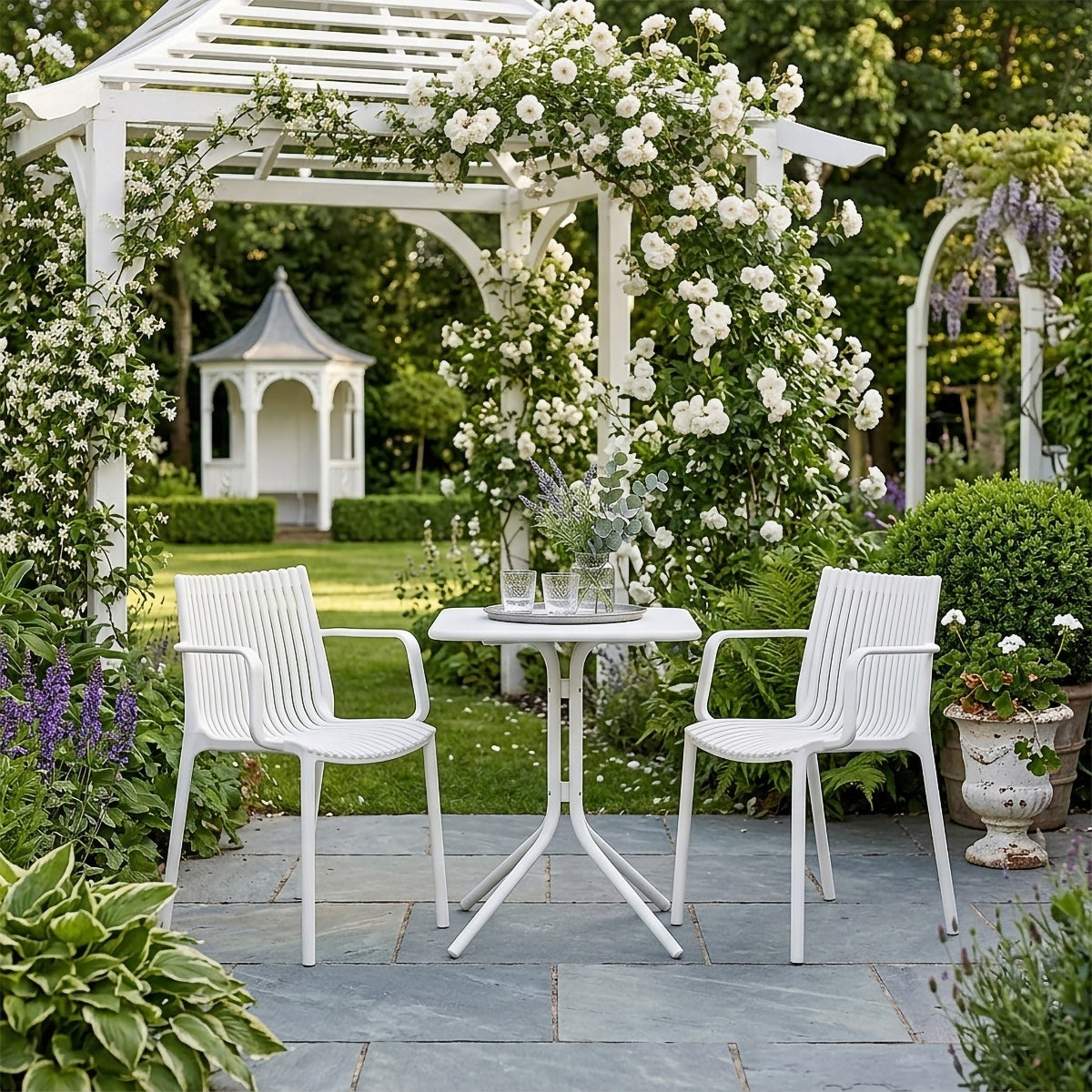 Aura Outdoor Stackable Armchair White