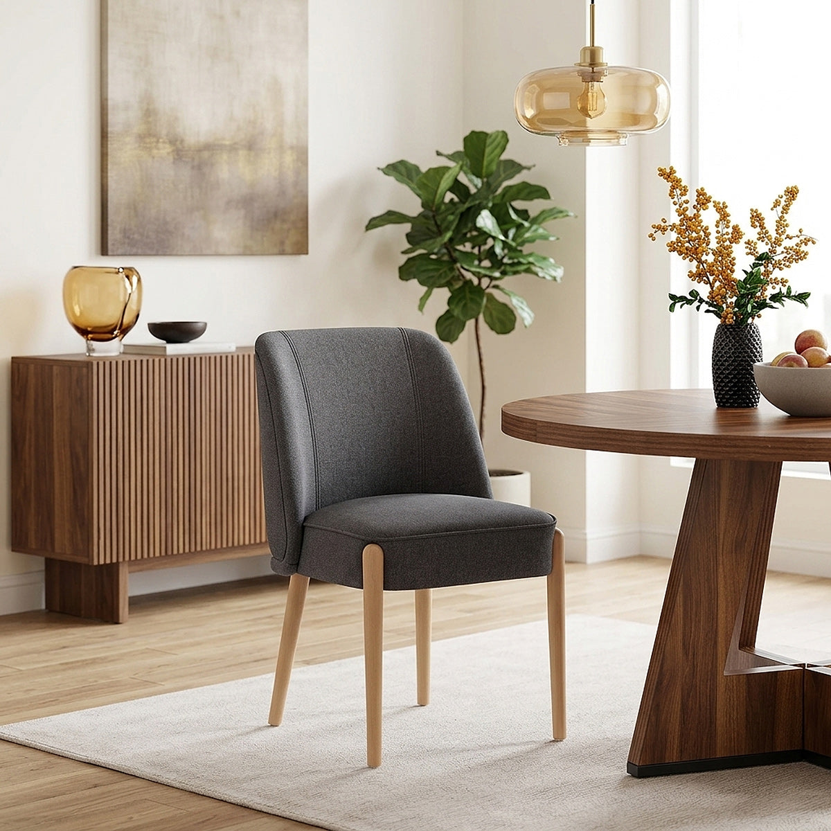 Avon Dining Chair Charcoal Fabric