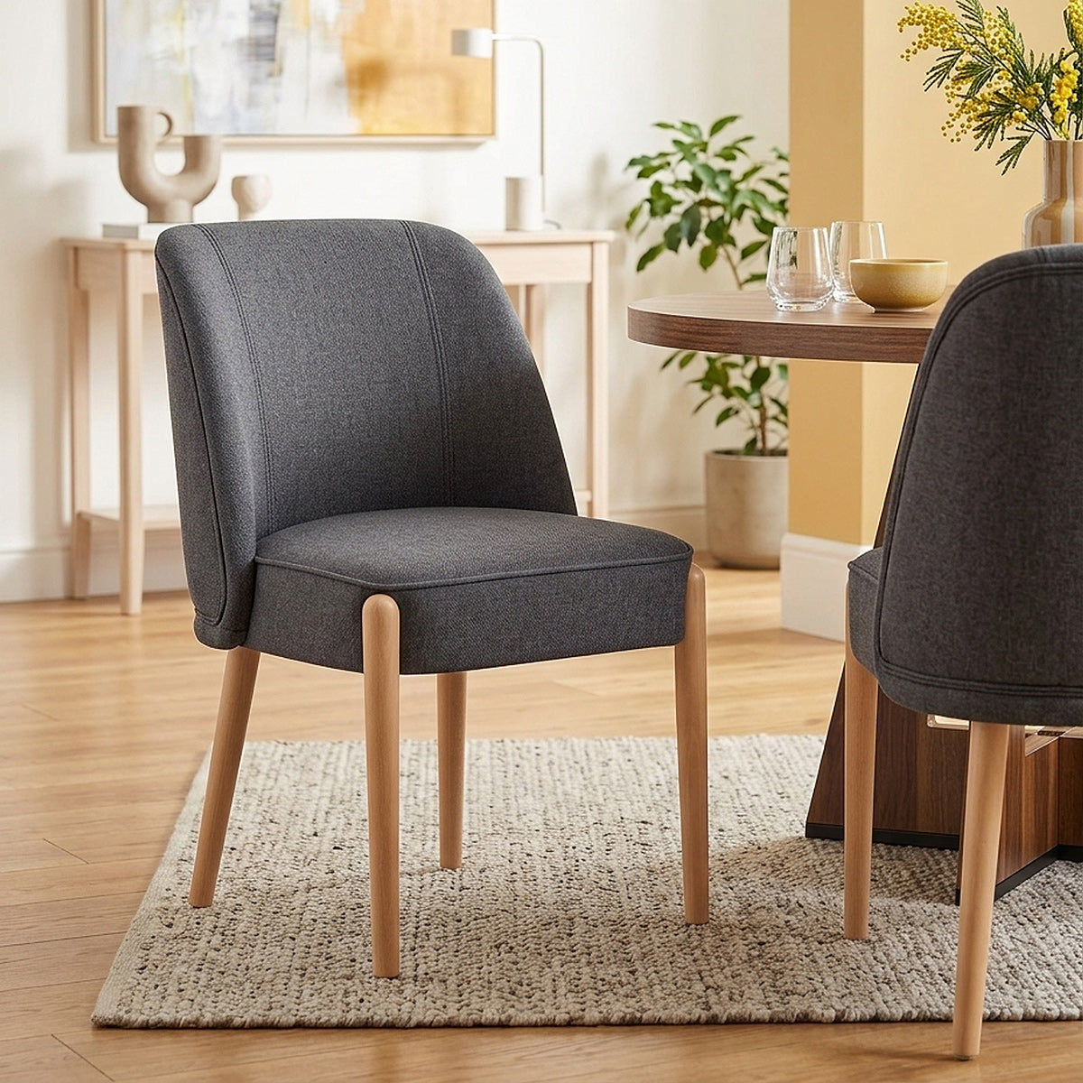 Avon Dining Chair Charcoal Fabric