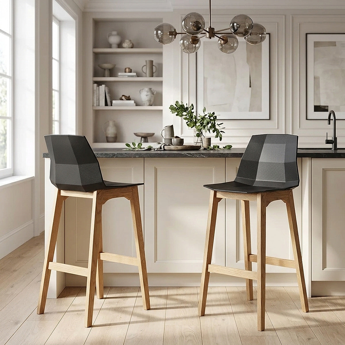 Bali Oak & Black Bar Stool