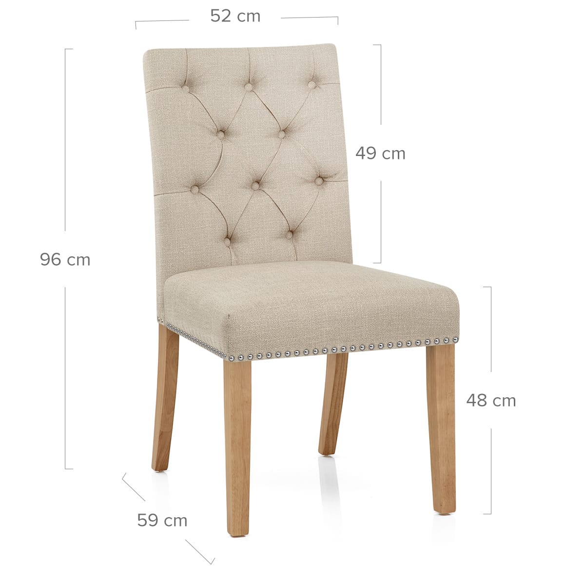 Barrington Oak Dining Chair Cream Fabric