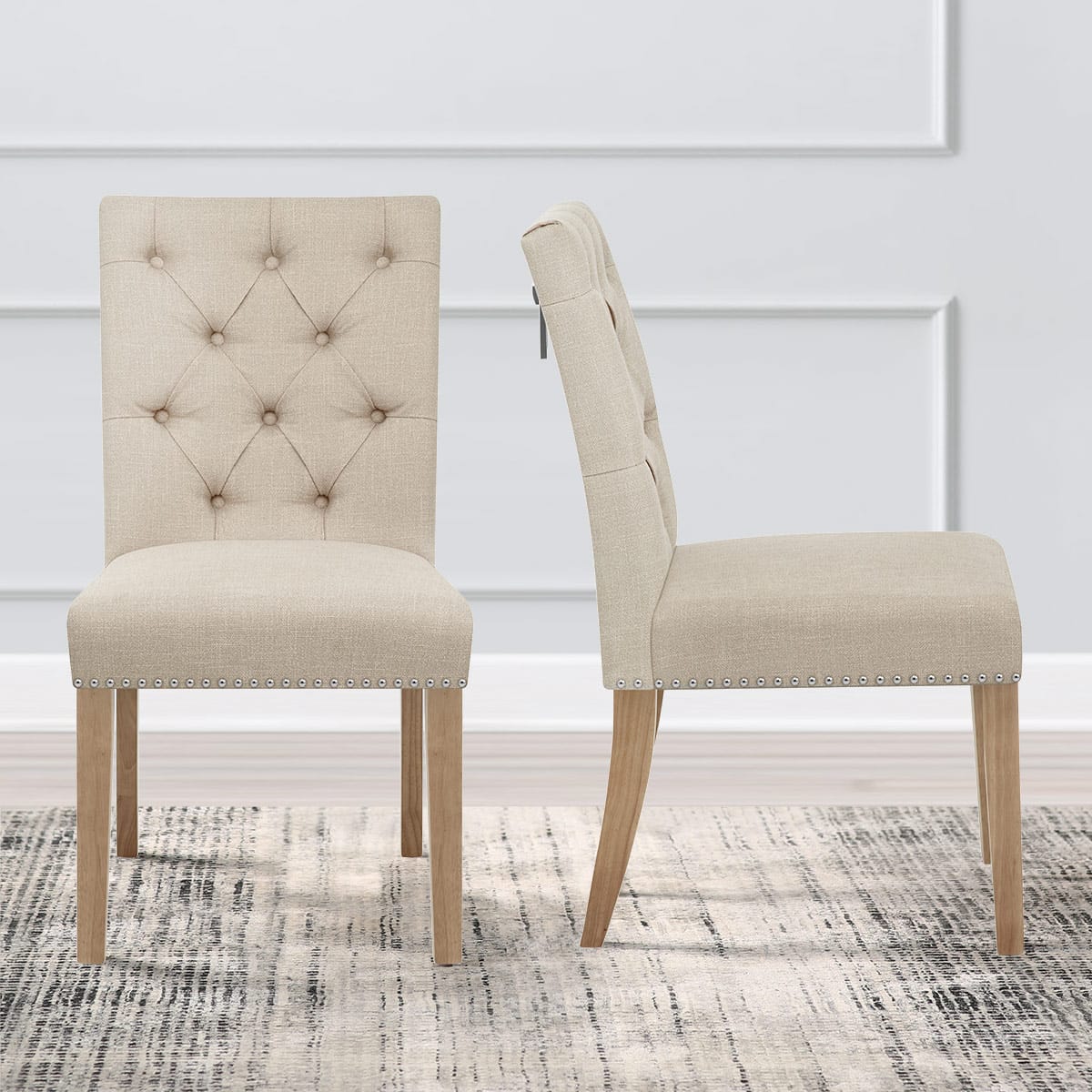 Barrington Oak Dining Chair Cream Fabric