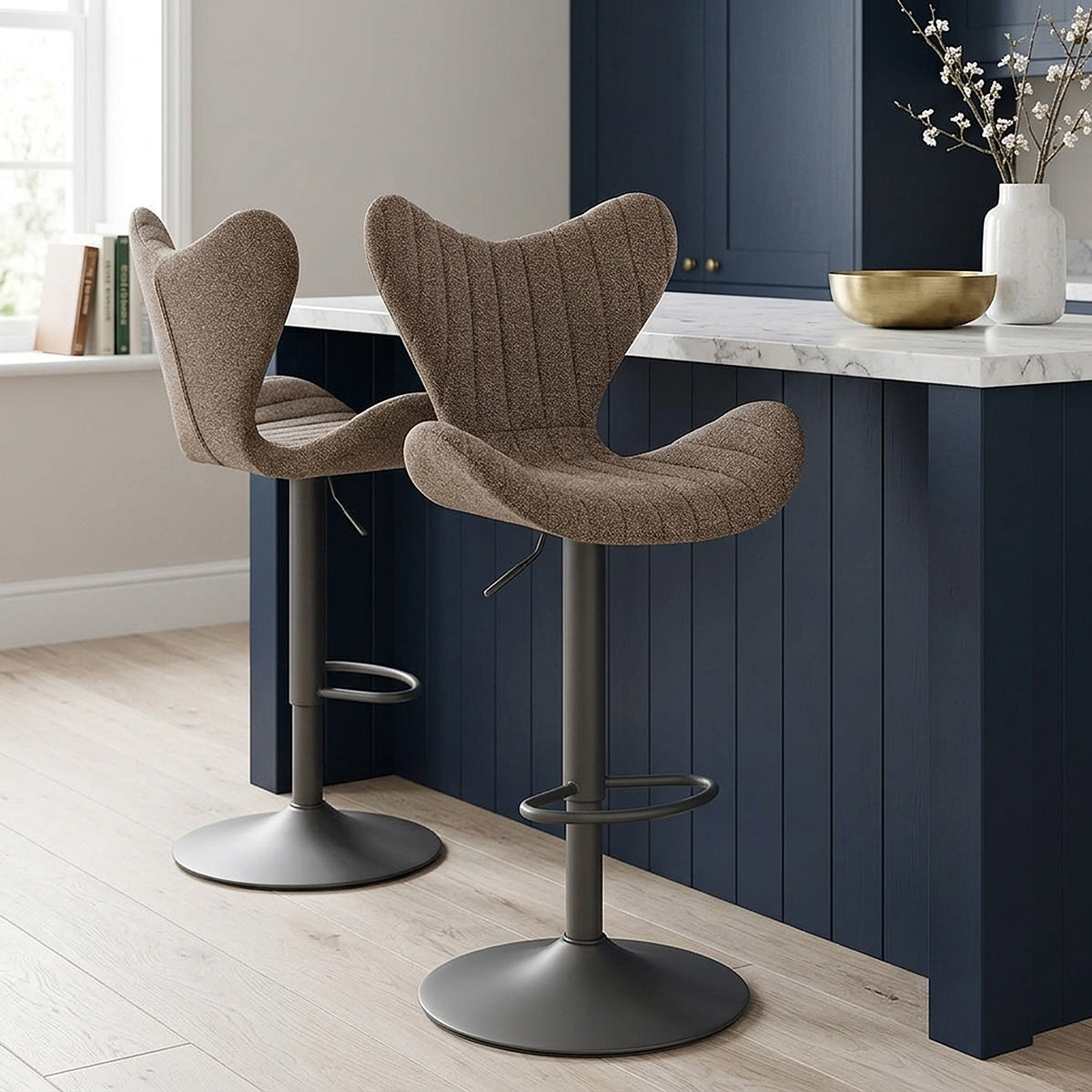 BB Swivel Stool Brown Fabric