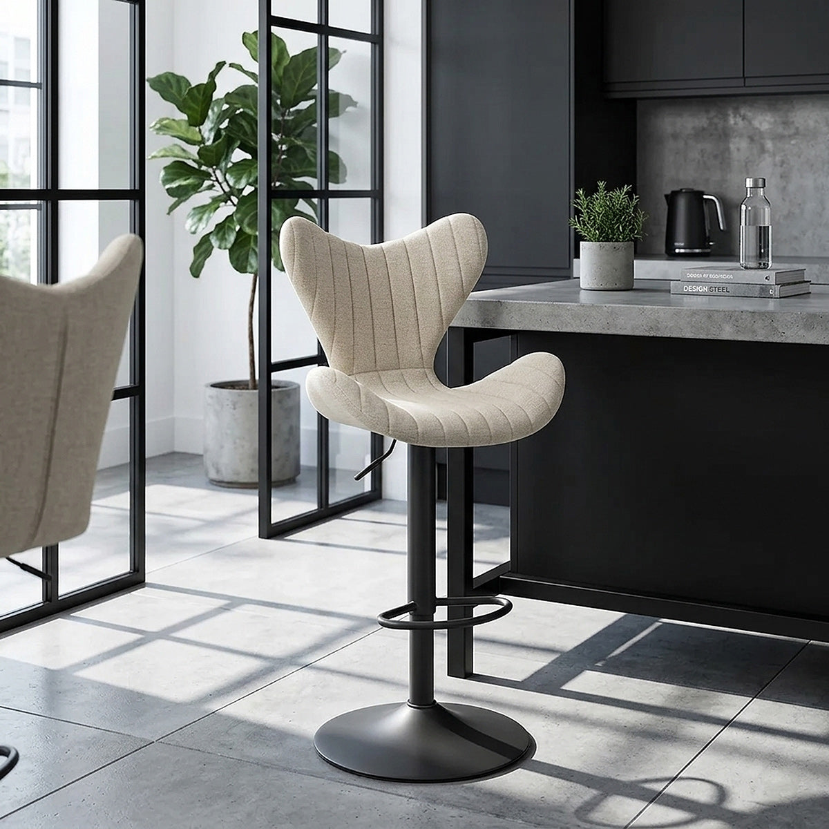 BB Swivel Stool Cream Fabric