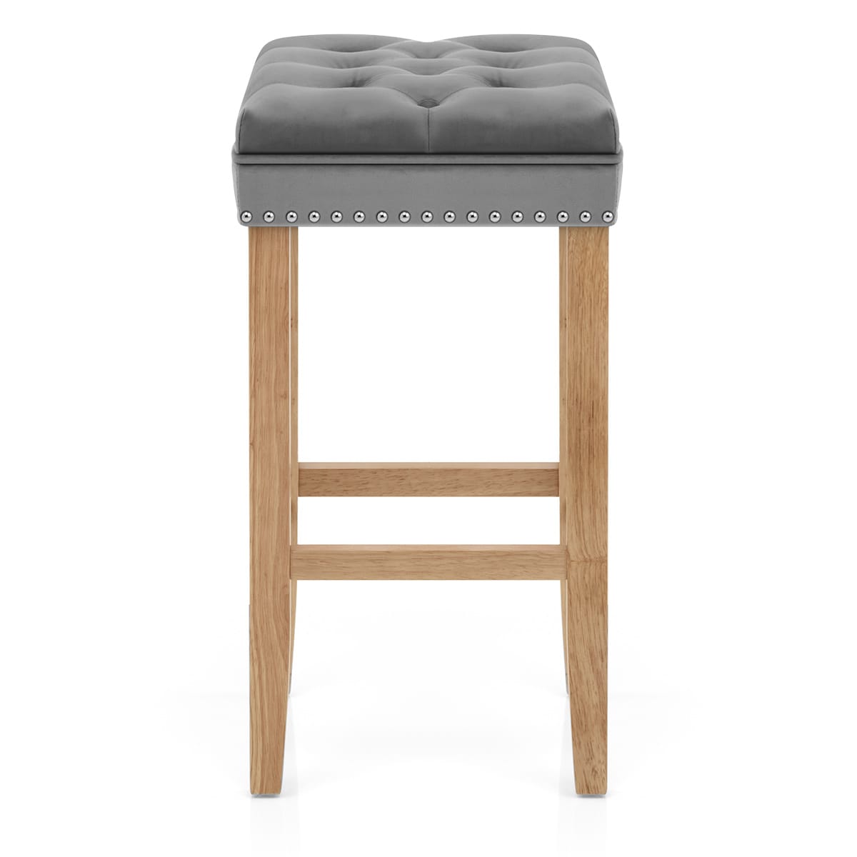 Belgravia Oak Stool Grey Velvet