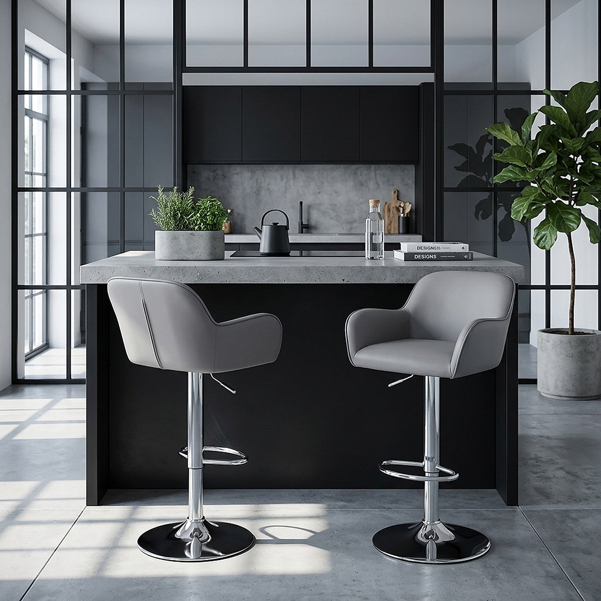 Berlin Brushed Bar Stool Grey