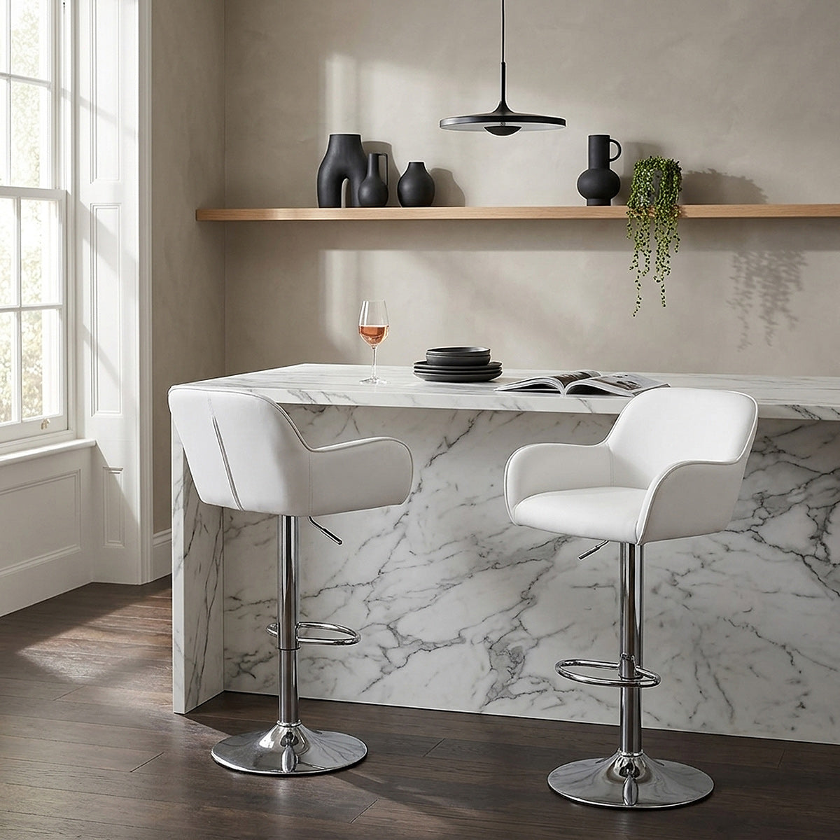 Berlin Brushed Bar Stool White