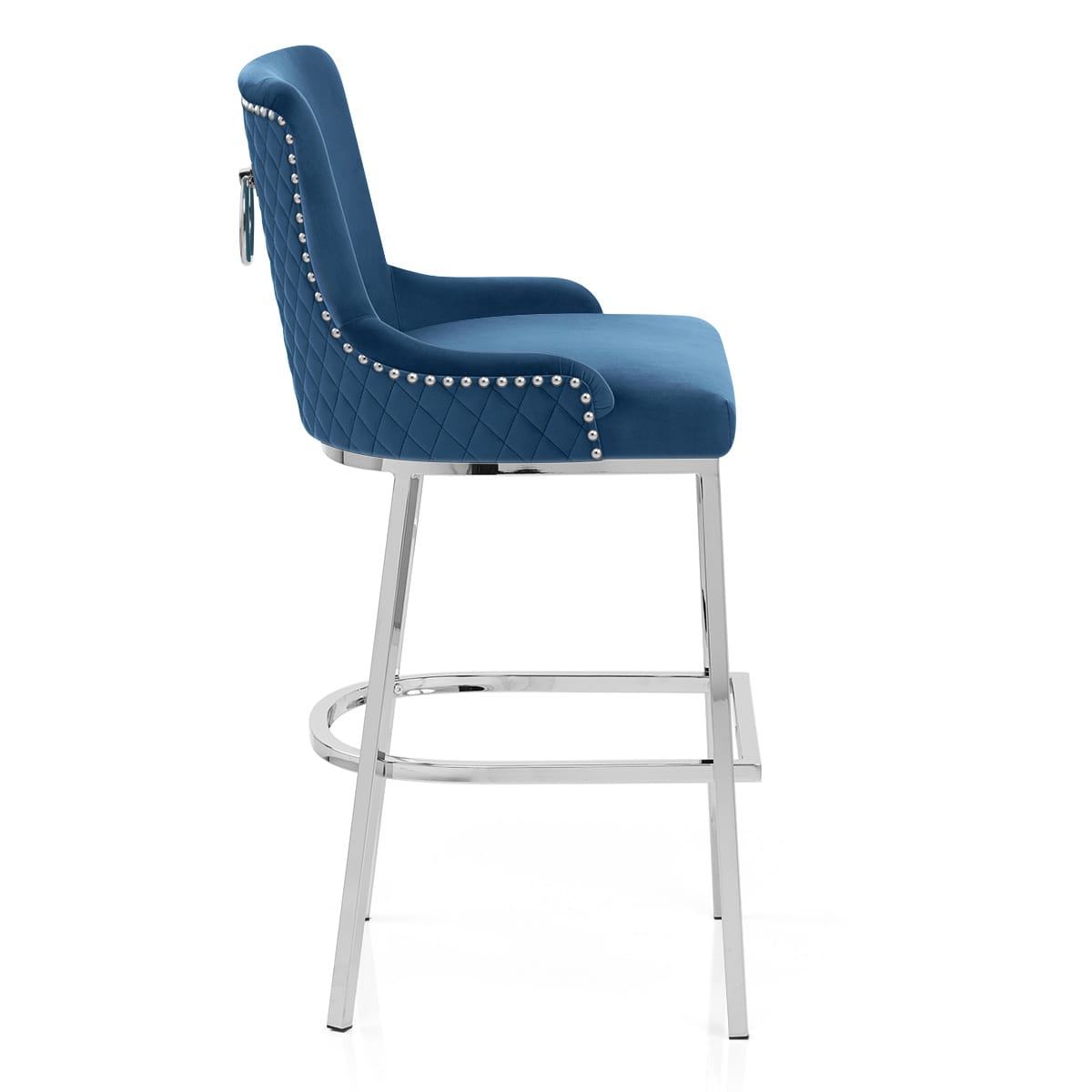 Blush Bar Stool Blue Velvet