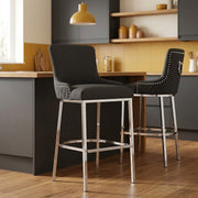 Blush Bar Stool Charcoal Fabric