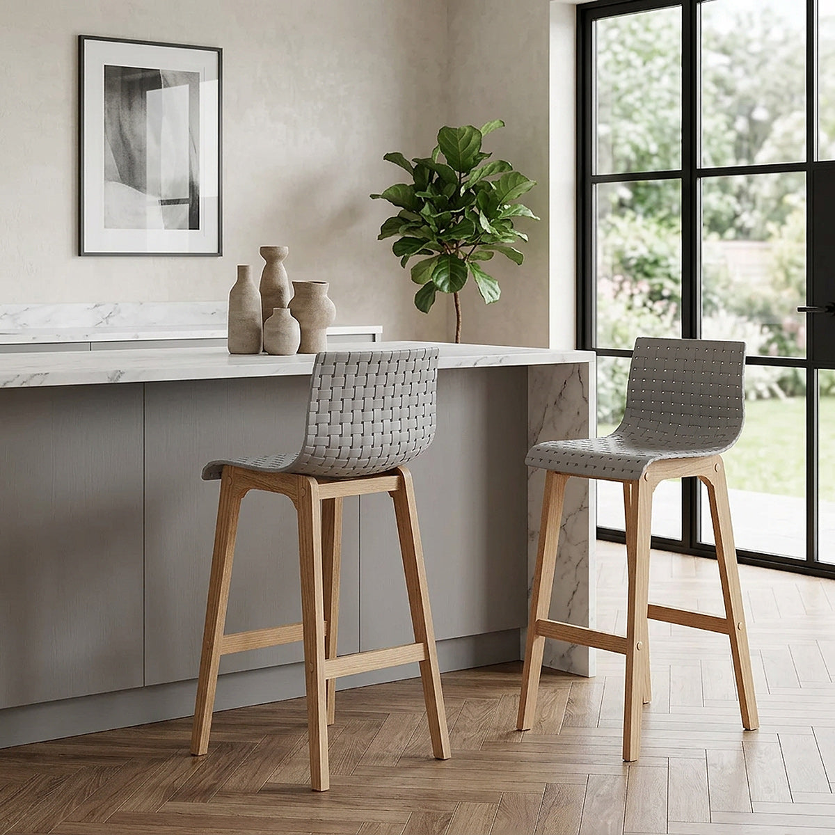 Bondi Oak & Grey Bar Stool
