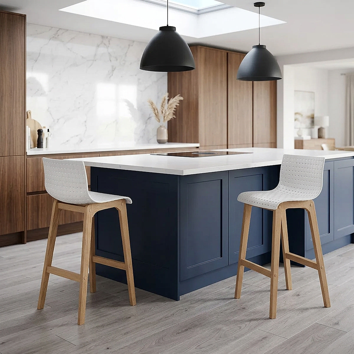 Bondi Oak & White Bar Stool