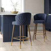 Boston Bar Stool Blue Fabric