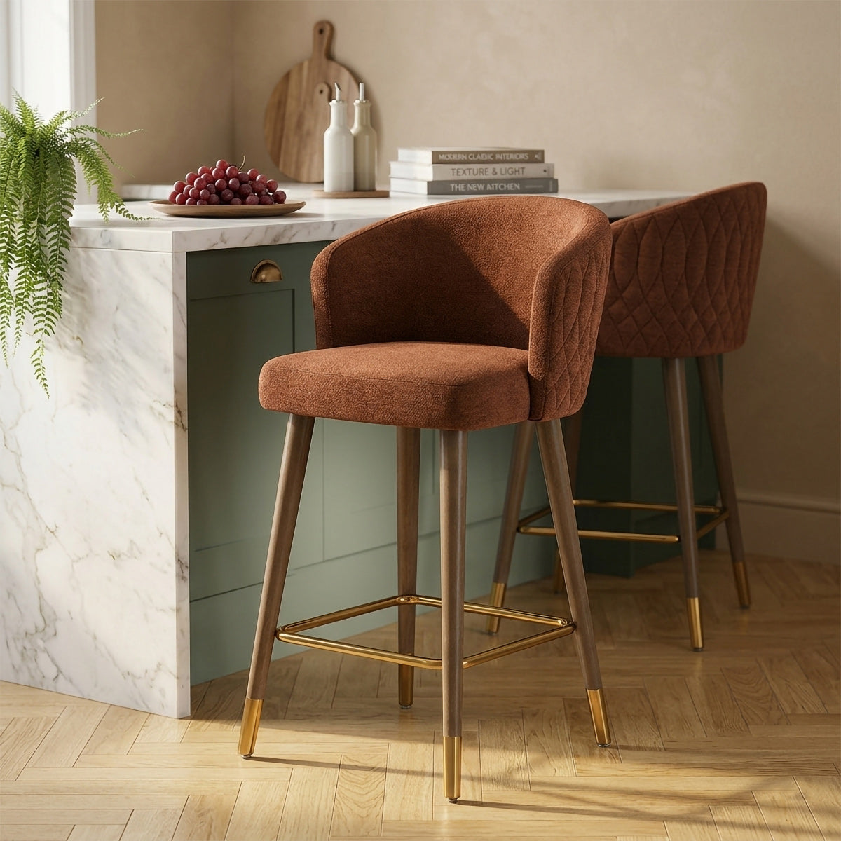 Boston Bar Stool Rust Fabric