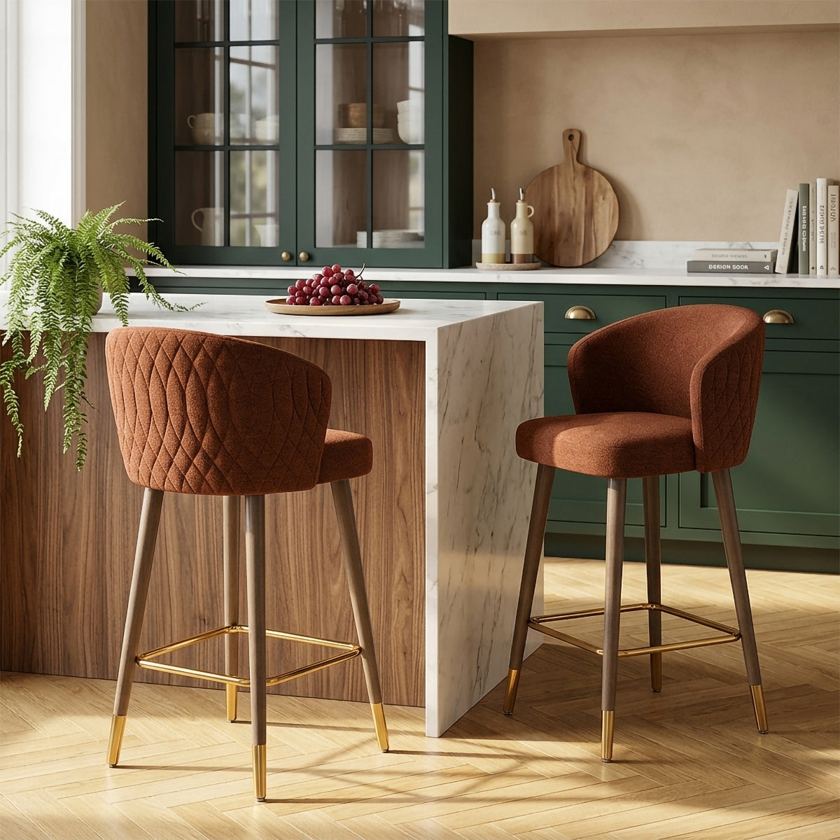 Boston Bar Stool Rust Fabric