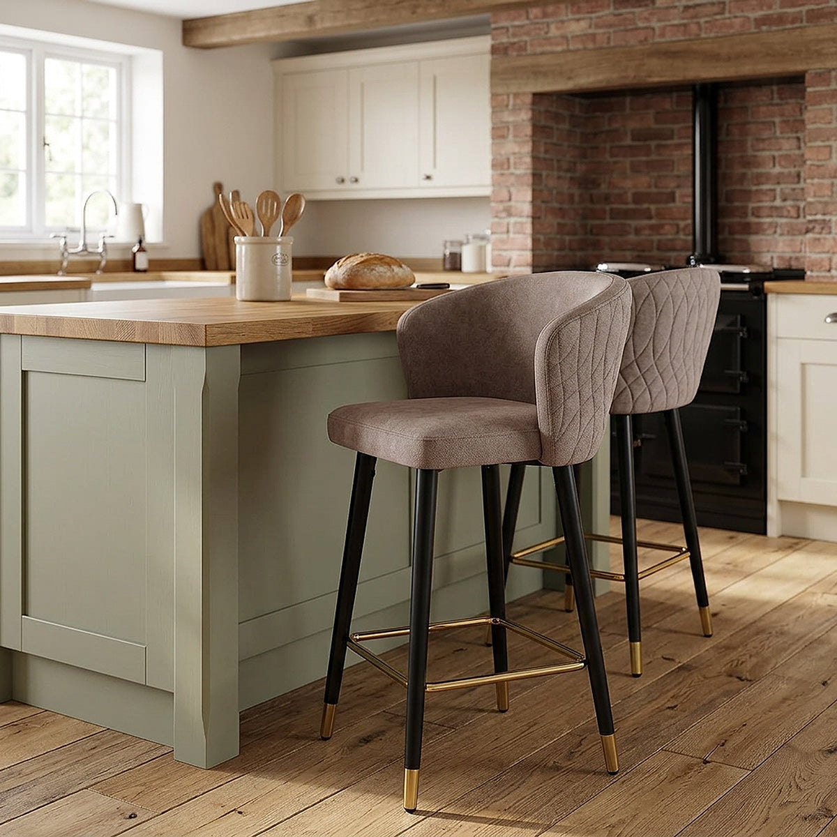 Boston Bar Stool Taupe Fabric