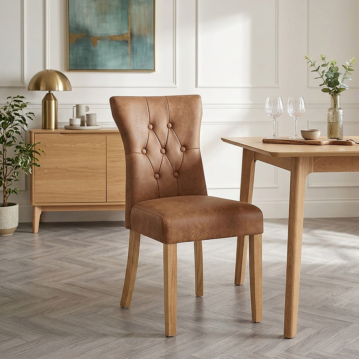 Bradbury Oak Dining Chair Tan