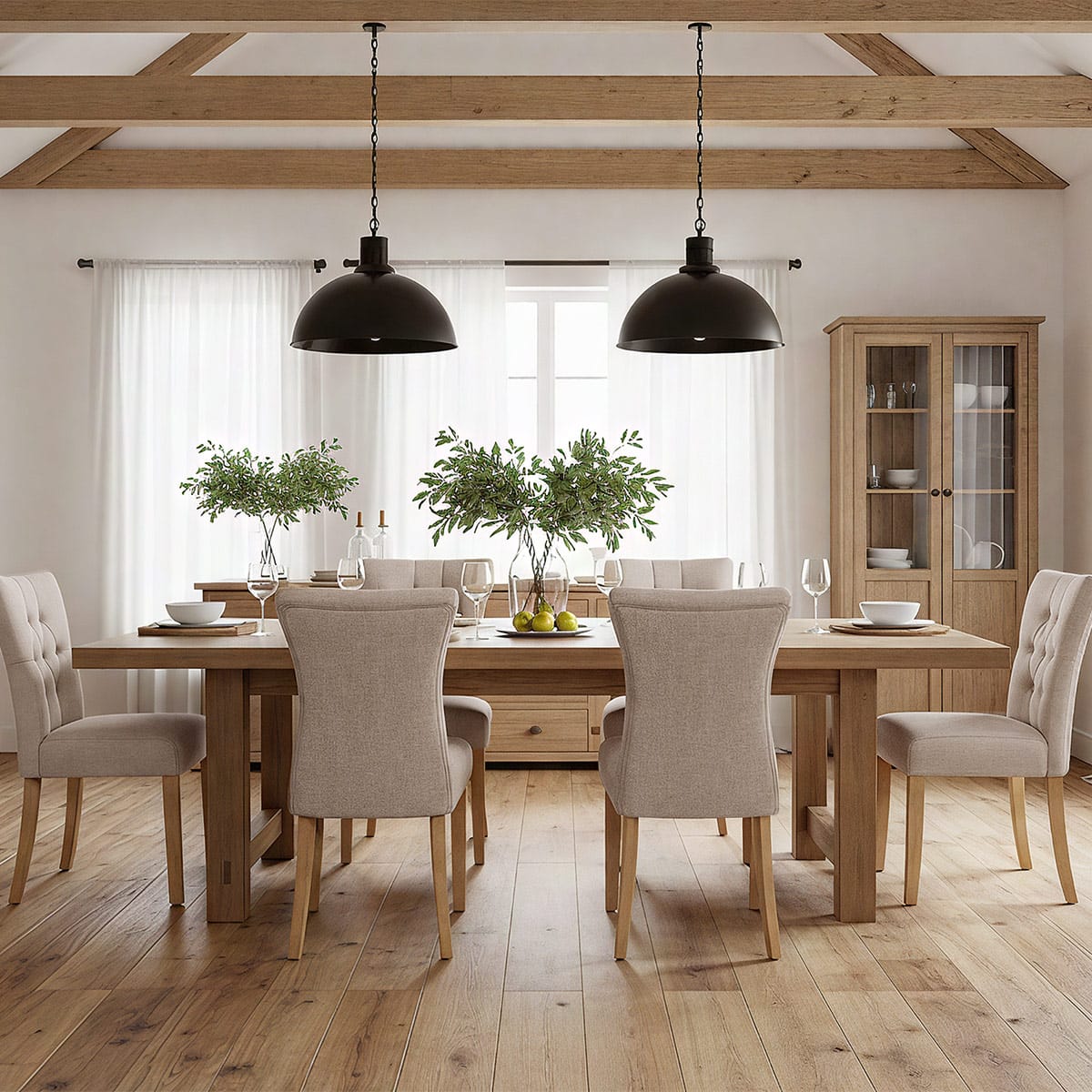 Bradbury Oak Dining Chair Tweed Fabric