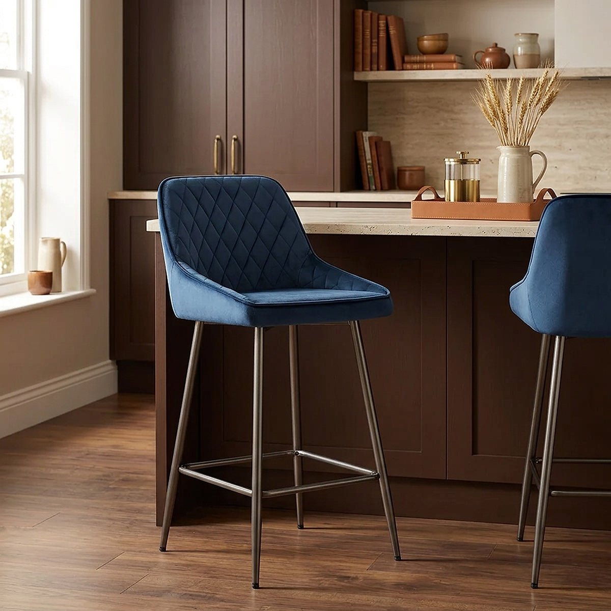Brisbane Bar Stool Blue Velvet