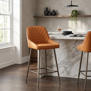 Brisbane Real Leather Stool Orange