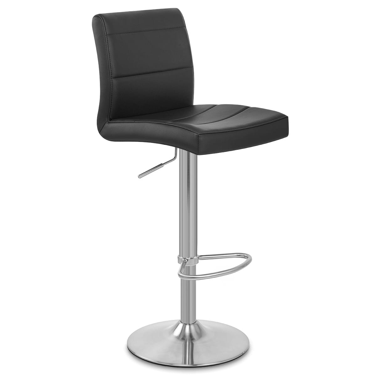 Brushed Steel Breakfast Bar Stool Black
