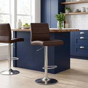 Brushed Steel Breakfast Bar Stool Brown