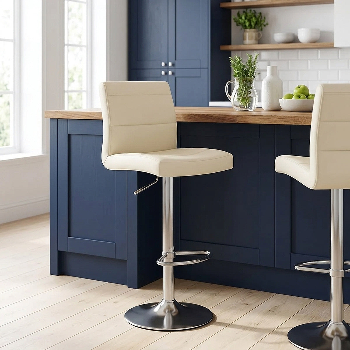Brushed Steel Breakfast Bar Stool Cream