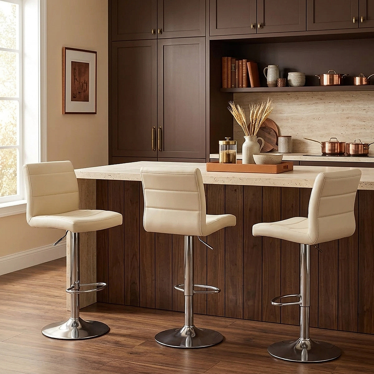 Brushed Steel Breakfast Bar Stool Cream
