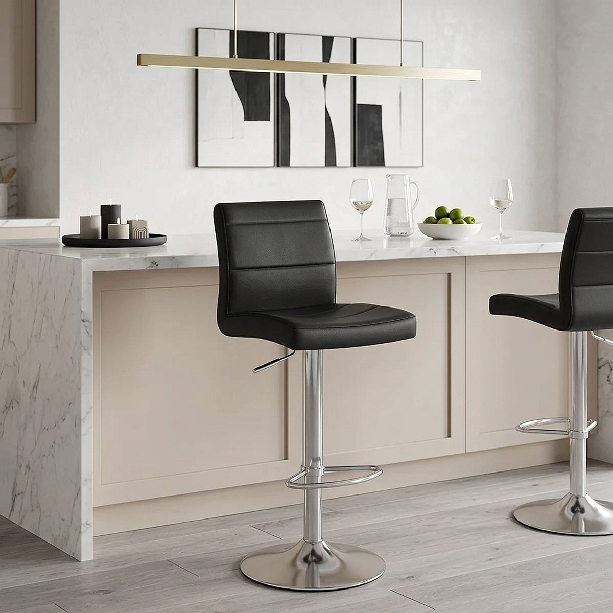 Brushed Steel Breakfast Bar Stool Black