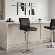Brushed Steel Breakfast Bar Stool Black