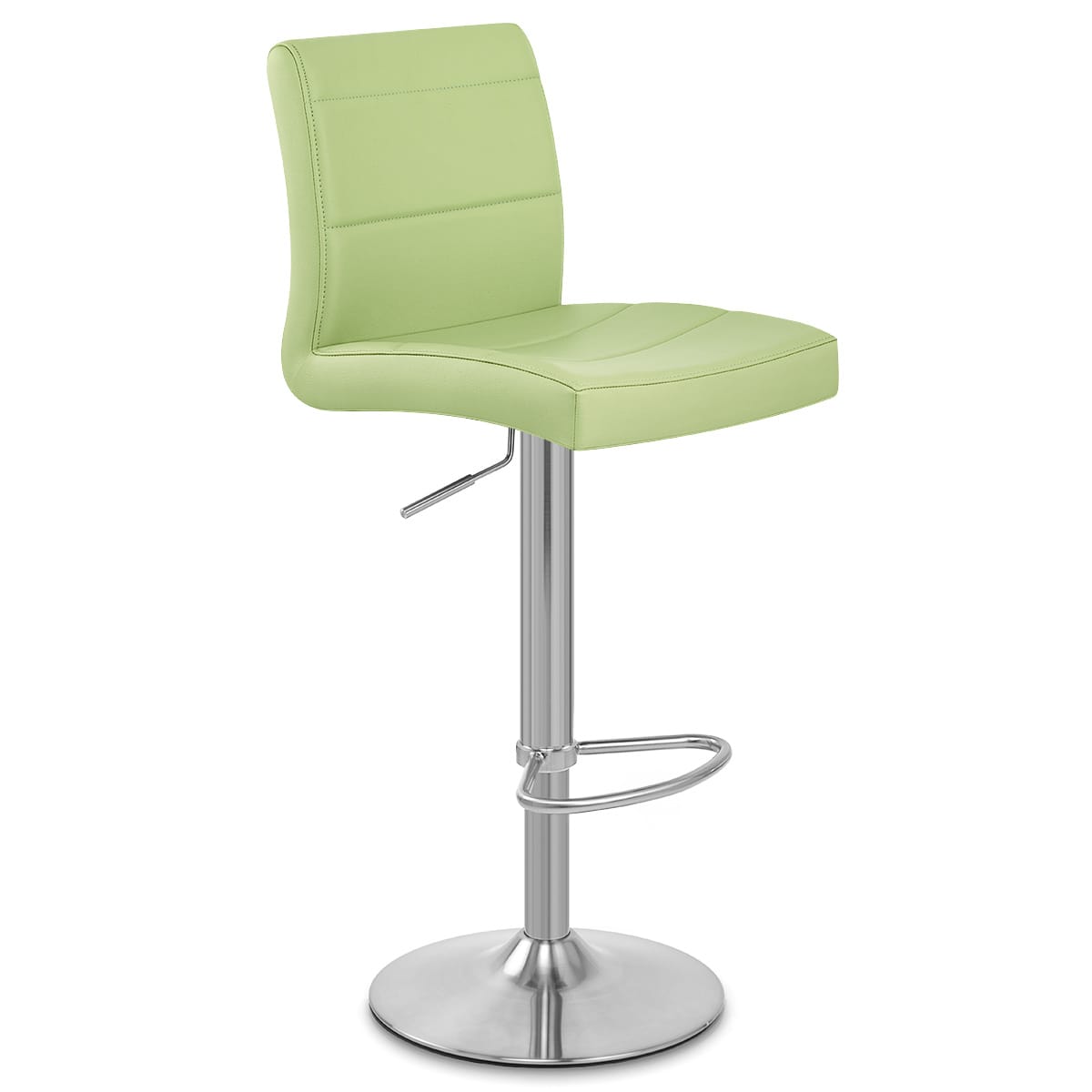 Brushed Steel Breakfast Bar Stool Green