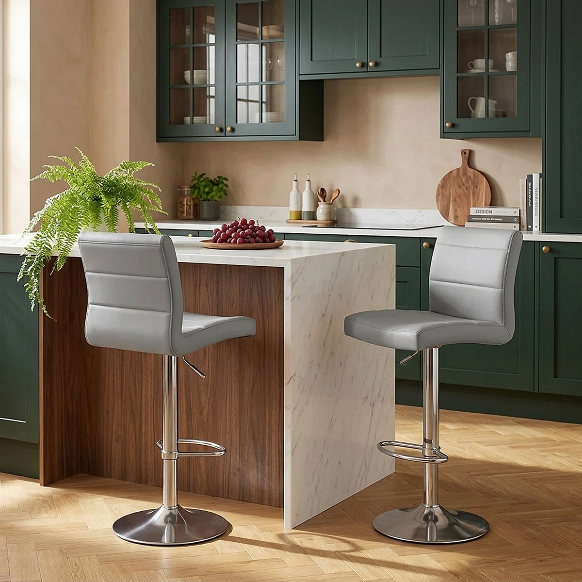 Brushed Steel Breakfast Bar Stool Grey