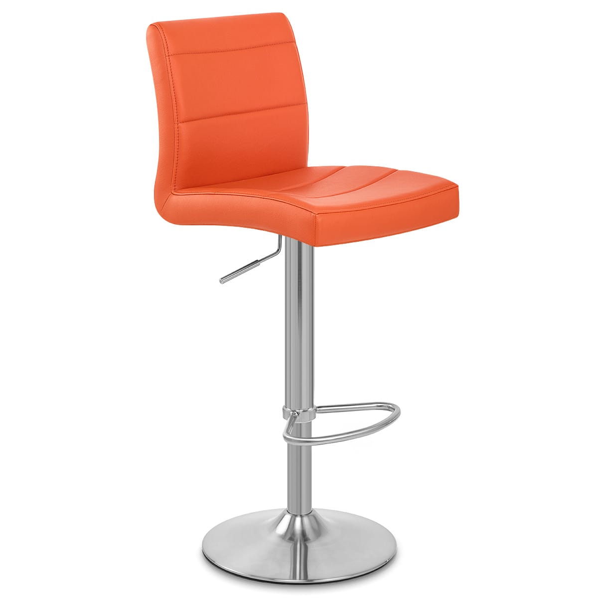 Brushed Steel Breakfast Bar Stool Orange