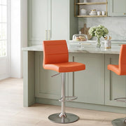 Brushed Steel Breakfast Bar Stool Orange