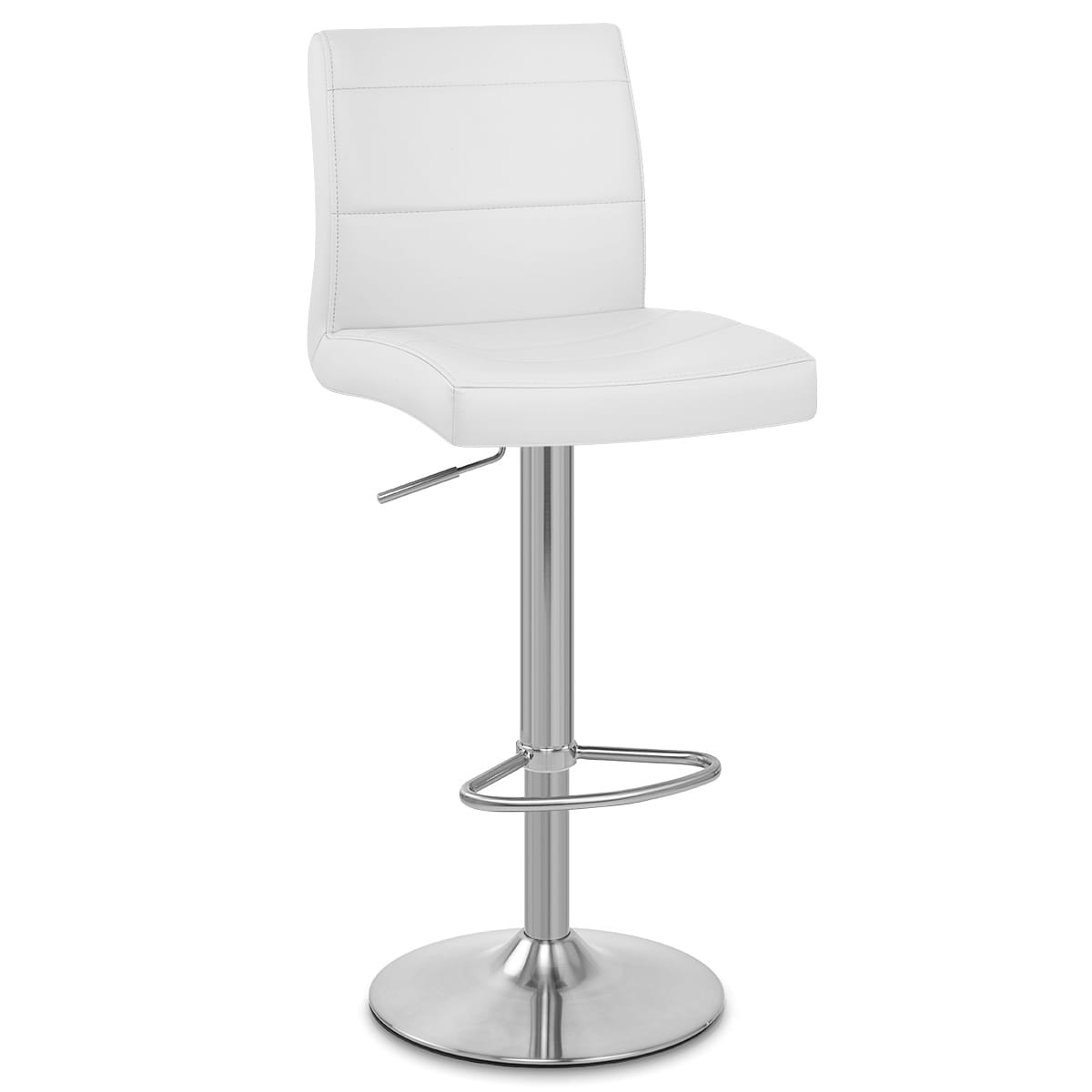 Brushed Steel Breakfast Bar Stool White