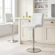 Brushed Steel Breakfast Bar Stool White