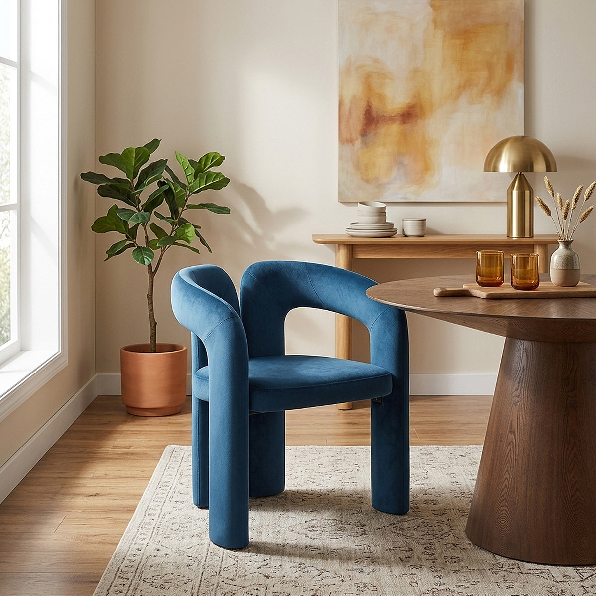 Bubble Chair Blue Velvet