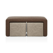 Buddy Beige Ottoman & Brown Bench Set