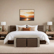 Buddy Brown Ottoman & Beige Bench Set