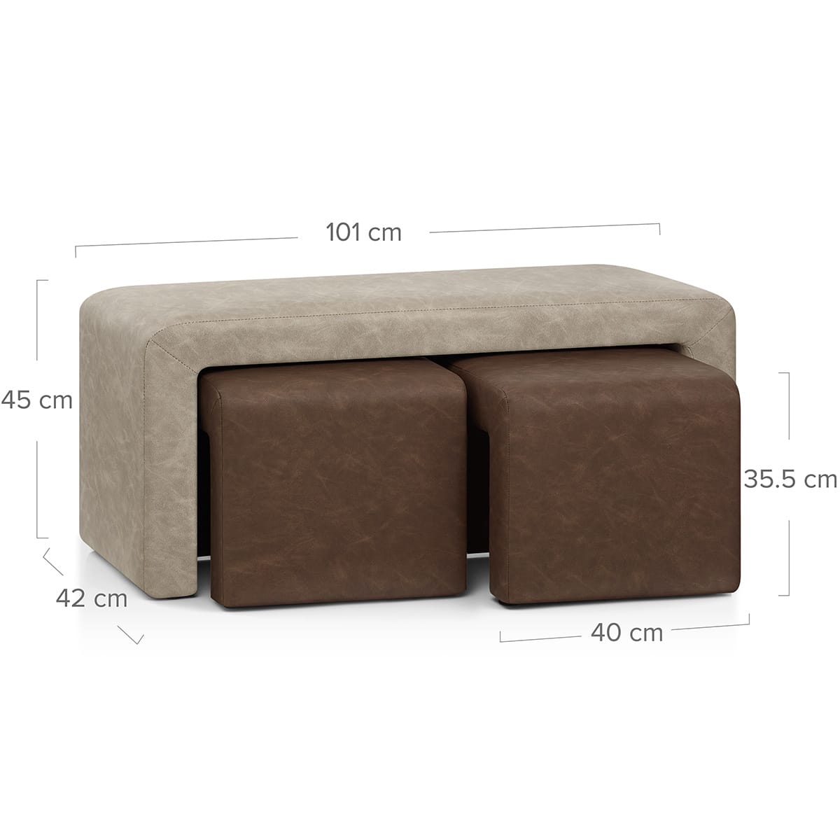 Buddy Brown Ottoman & Beige Bench Set
