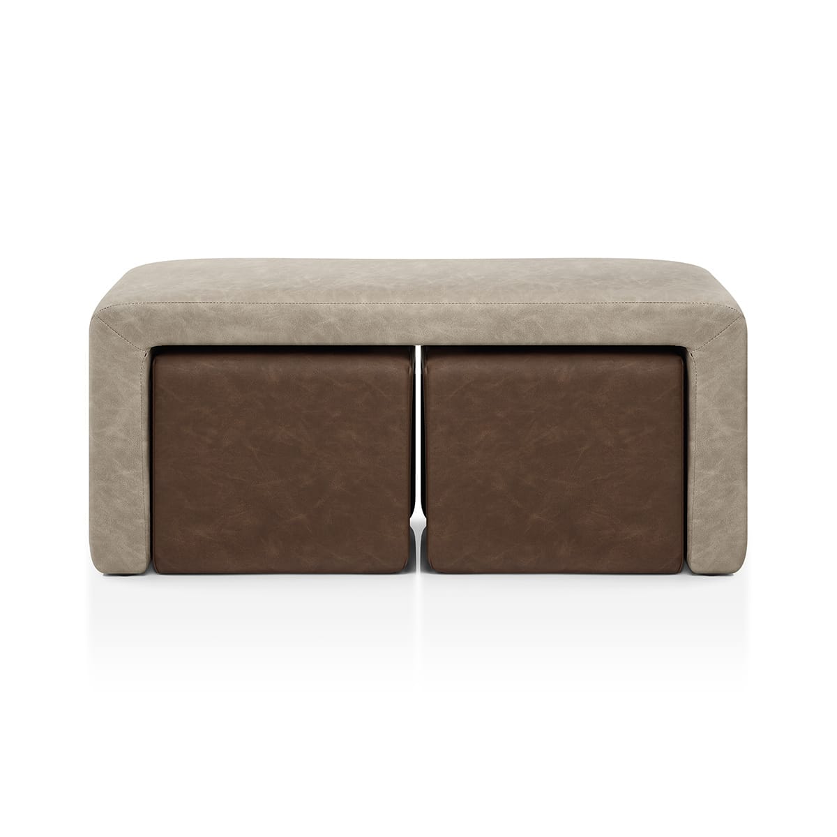Buddy Brown Ottoman & Beige Bench Set