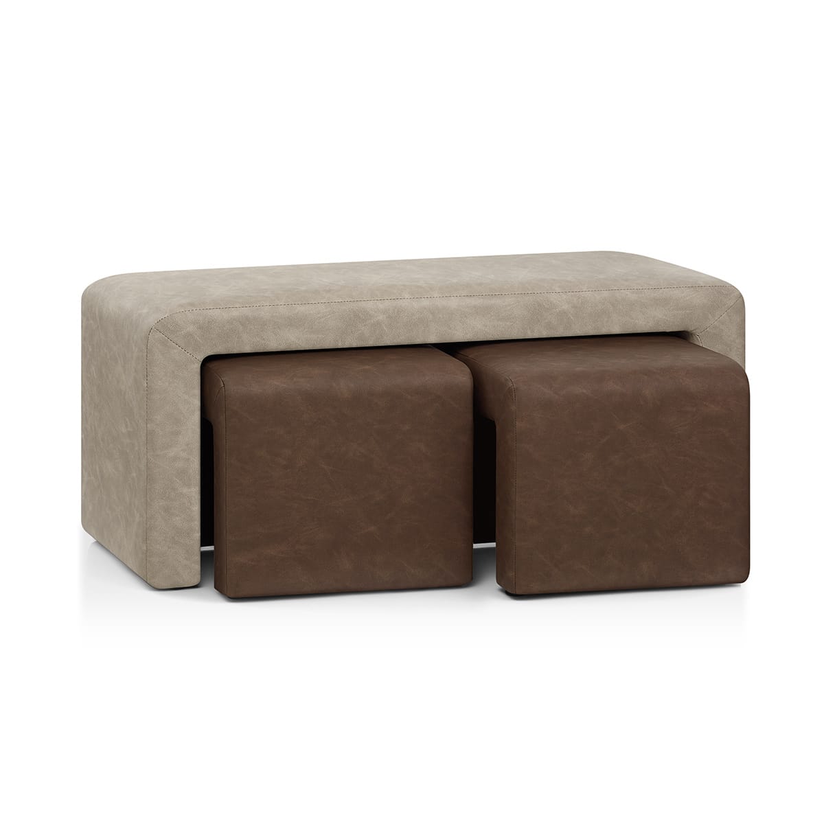 Buddy Brown Ottoman & Beige Bench Set