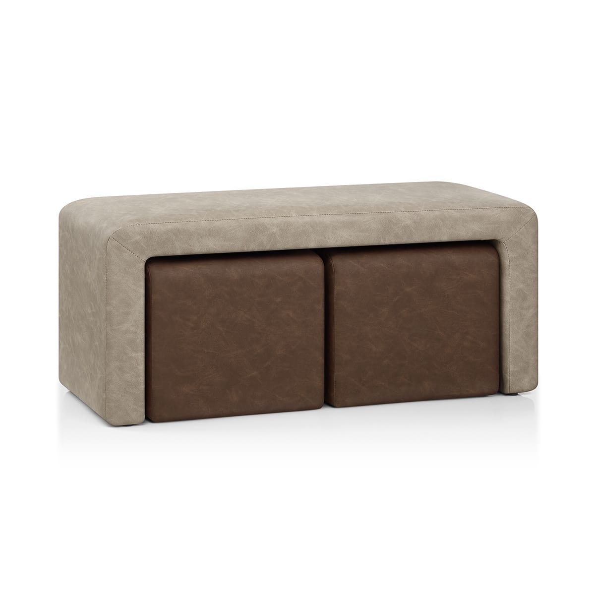 Buddy Brown Ottoman & Beige Bench Set