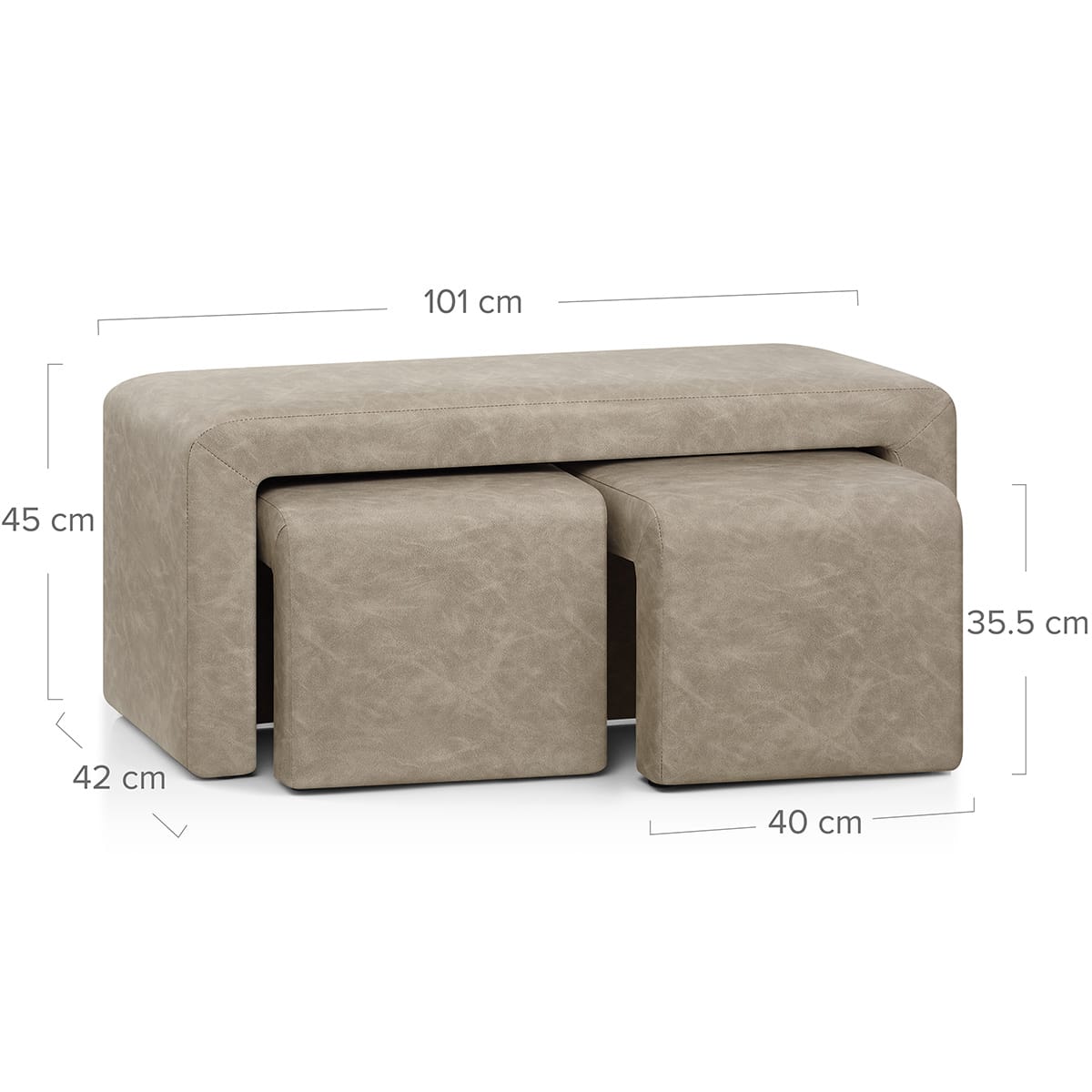 Buddy Ottoman Bench Set Beige