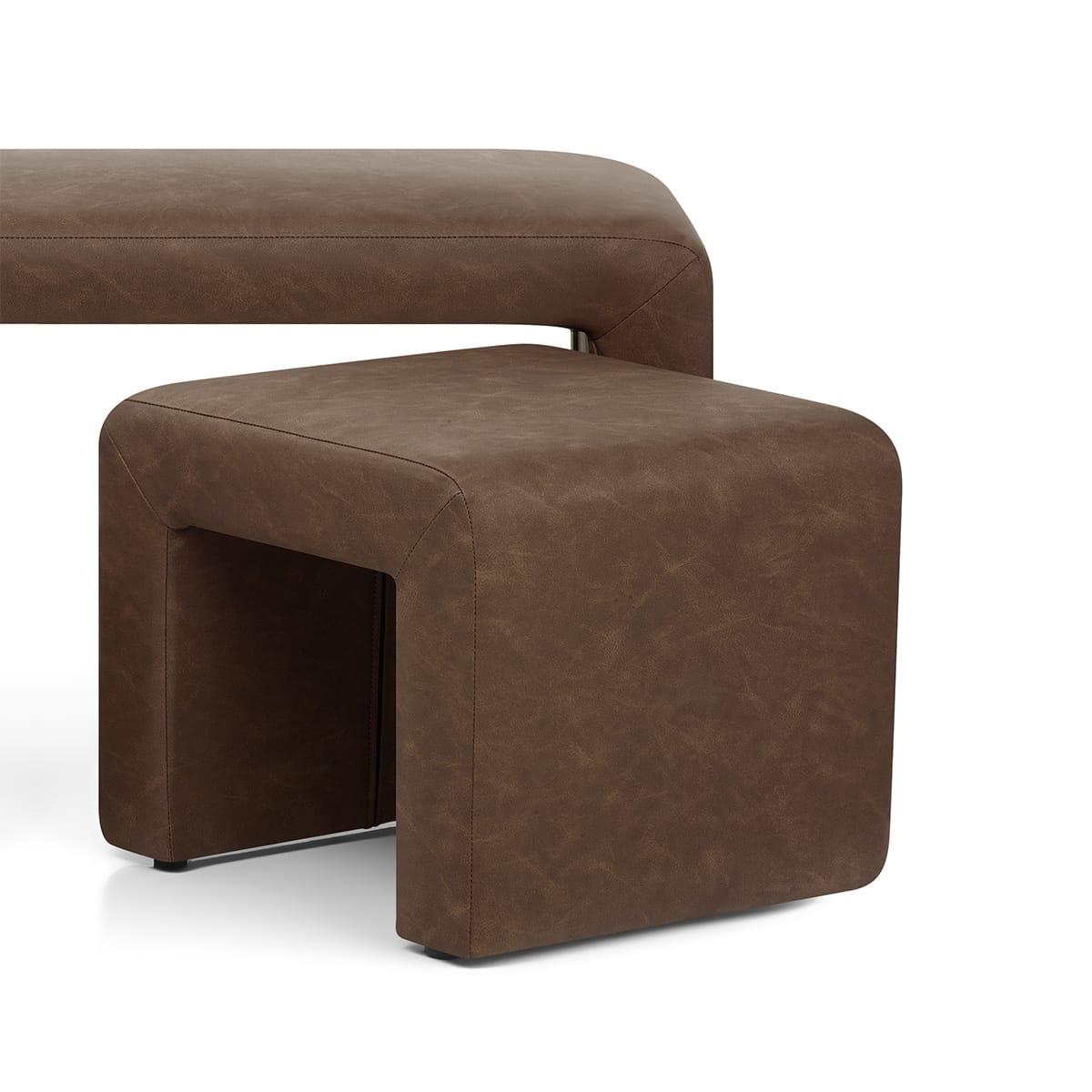 Buddy Ottoman Bench Set Brown