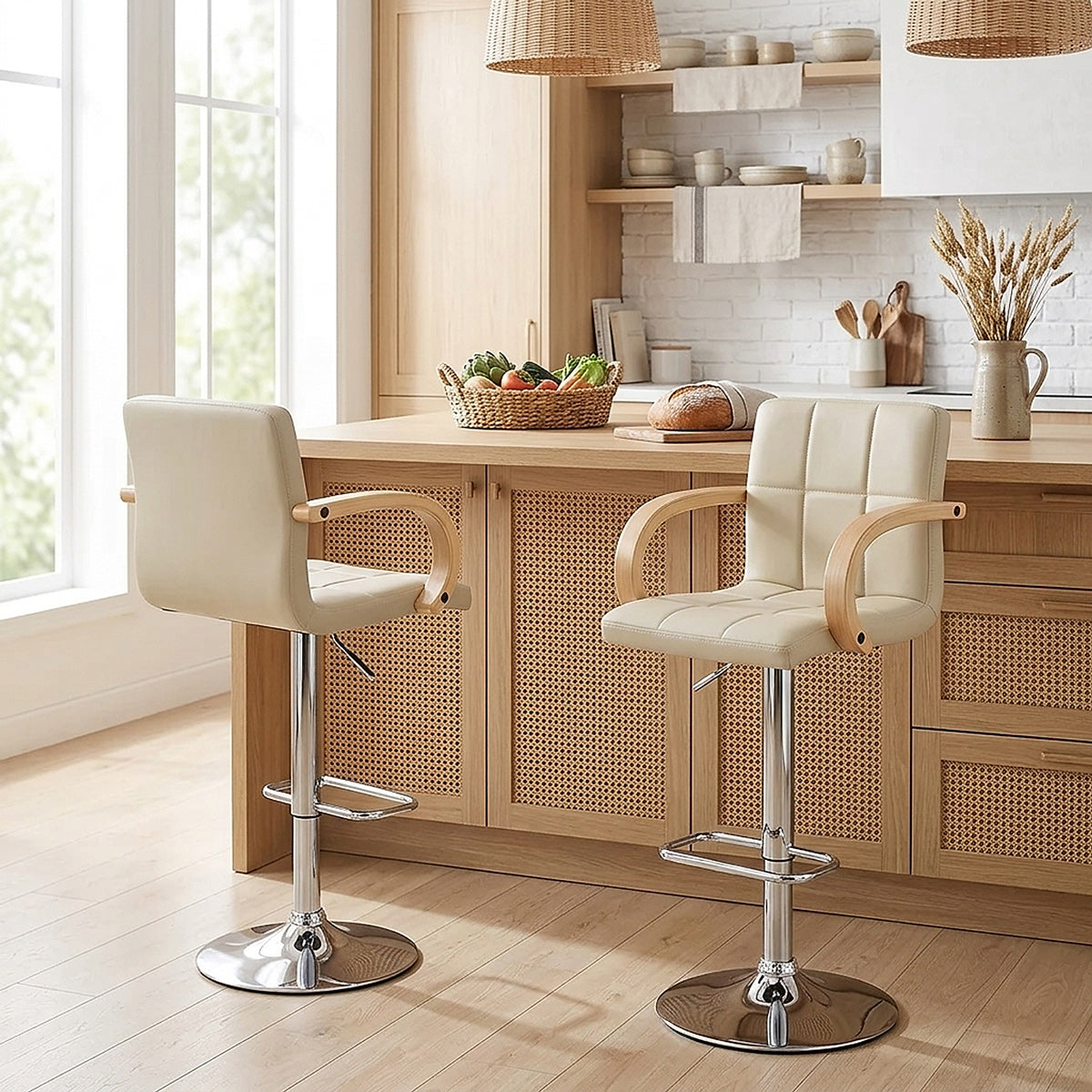 Burton Oak Bar Stool Cream