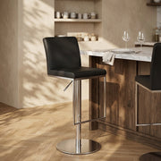 Cadiz Brushed Steel Stool Black