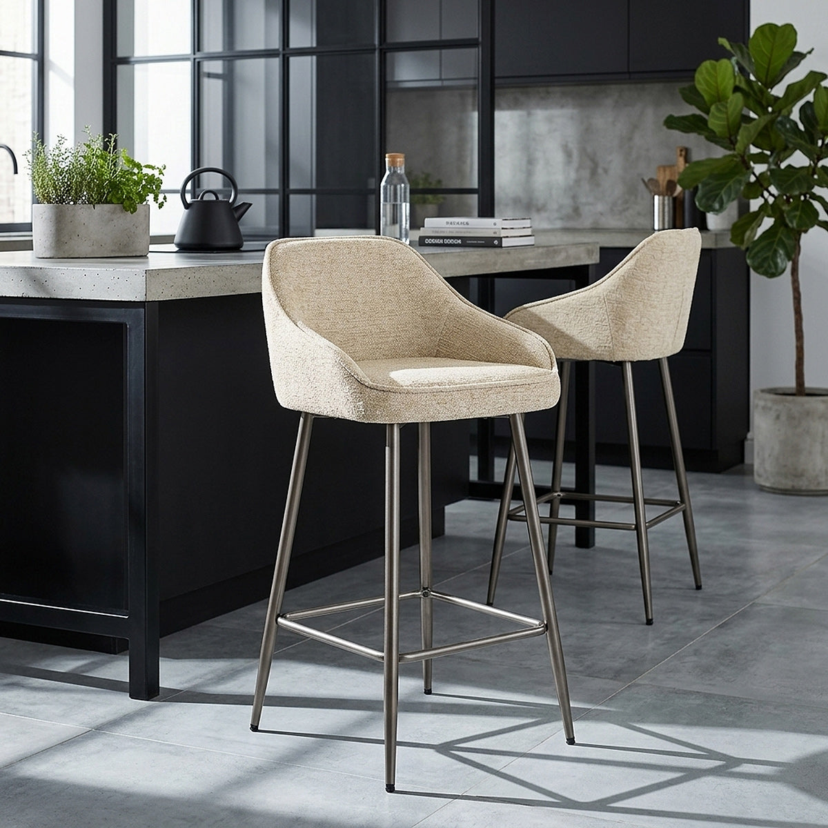 Cairns Bar Stool Beige Fabric